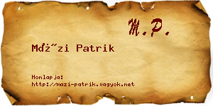 Mázi Patrik névjegykártya